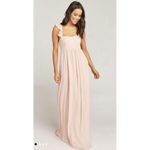 Show me your MUMU brand. June Maxi Dress. Dune Chiffon Color. Size Medium. New w